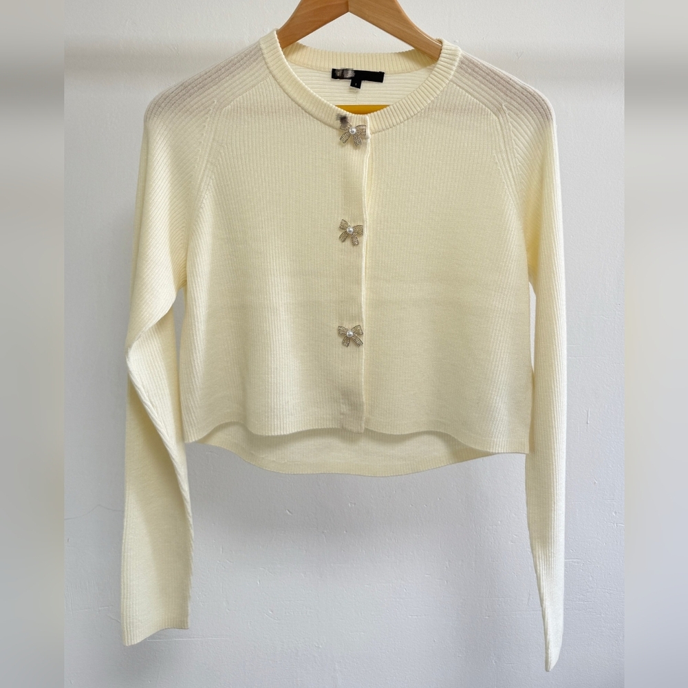 Maje Bow Jewellery Button Cardigan - Picture 8 of 14